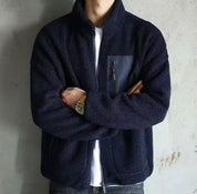 Men's Zip-Up Jacket - High Neck with Multiple Pockets
