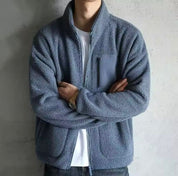 Men's Zip-Up Jacket - High Neck with Multiple Pockets