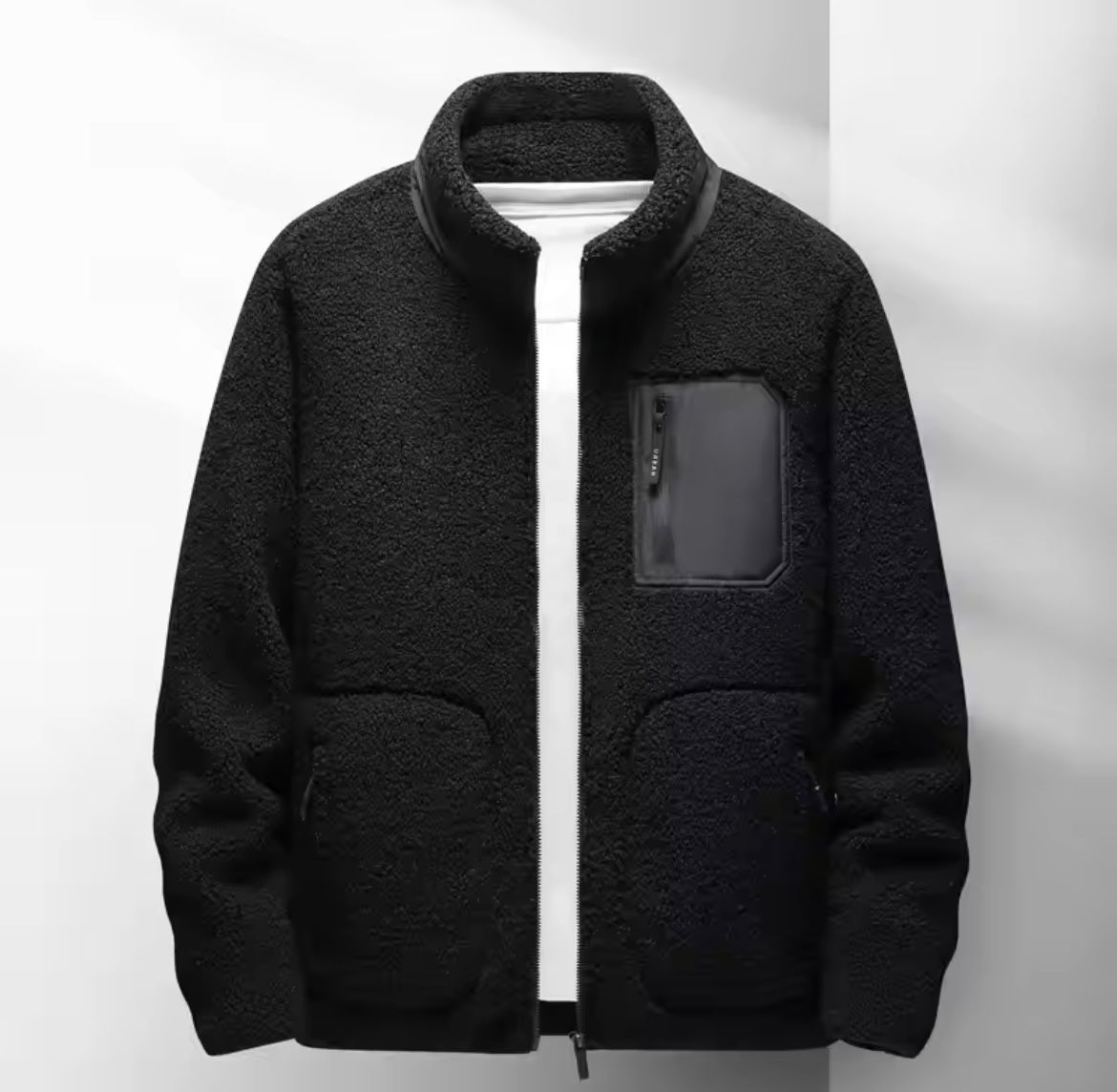 Men's Zip-Up Jacket - High Neck with Multiple Pockets