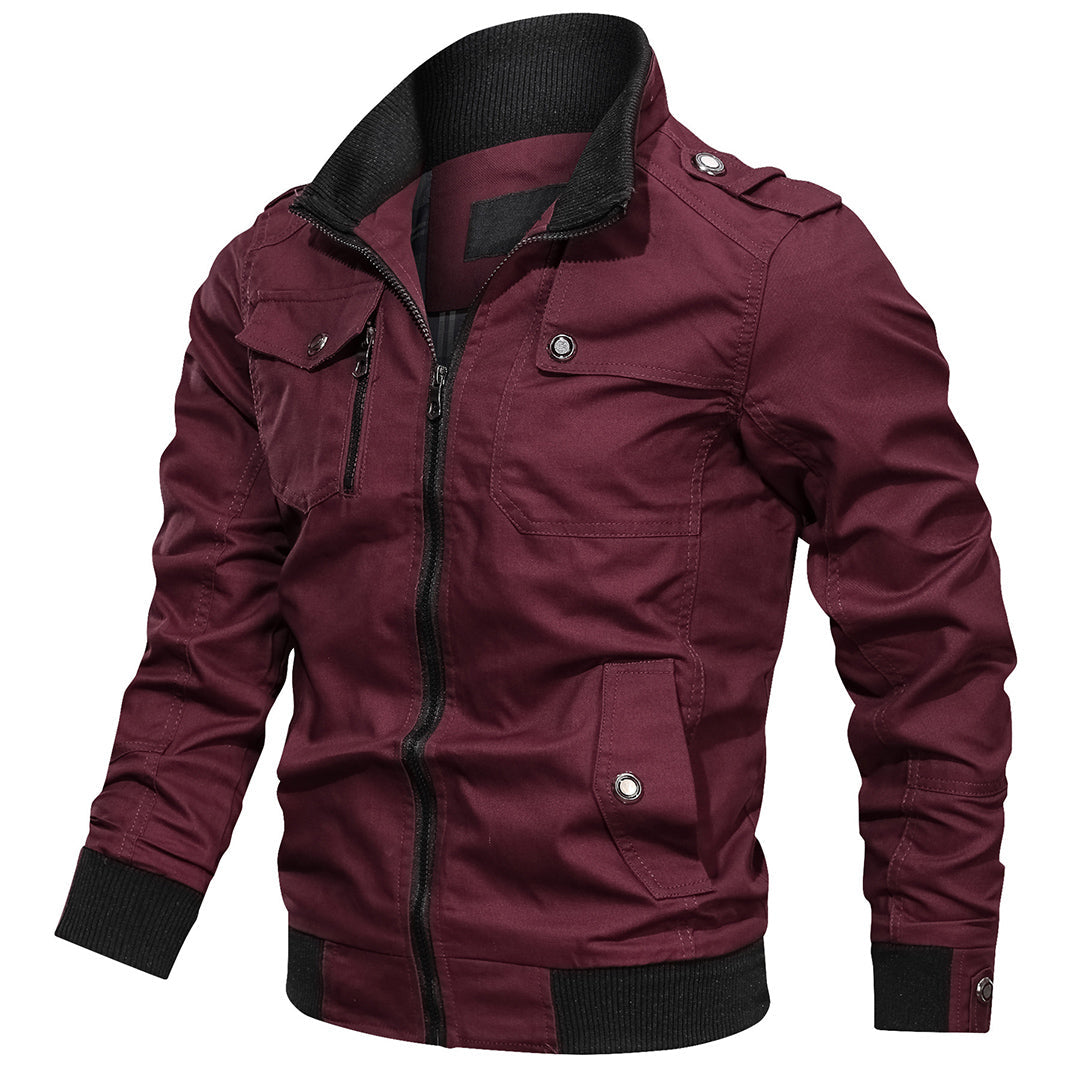 Men's Bomber Jacket - Stand-Up Collar with Zip Chest Pocket