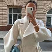 Women's Coat - Double Breasted with Wide Collar