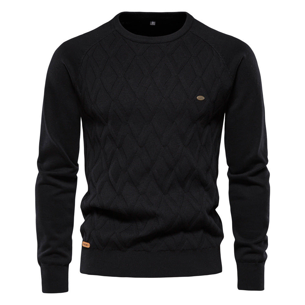Men's Jumper - Crew Neck with Diamond Pattern