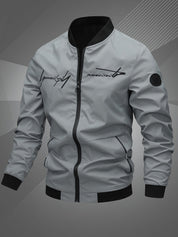 Letter Embroidered Bomber Jacket for Men | Zachary