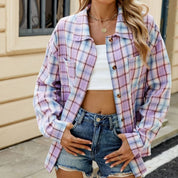 Women's Plaid Shirt - Button-Front with Chest Pockets
