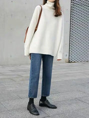 Women's Oversized Winter Jumper - Roll Neck and Drop Shoulder Fit