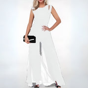 Women's Sleeveless Wide Leg Jumpsuit - Summer Casual Flowy Comfortable