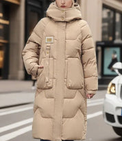 Women's Long Padded Coat - Maxi Length with Hood