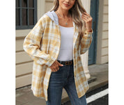 Olga - Casual Plaid Button-Up Hooded Jacket for Women