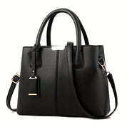 Women's Leather Handbag - Stylish Structured Tote & Crossbody Strap