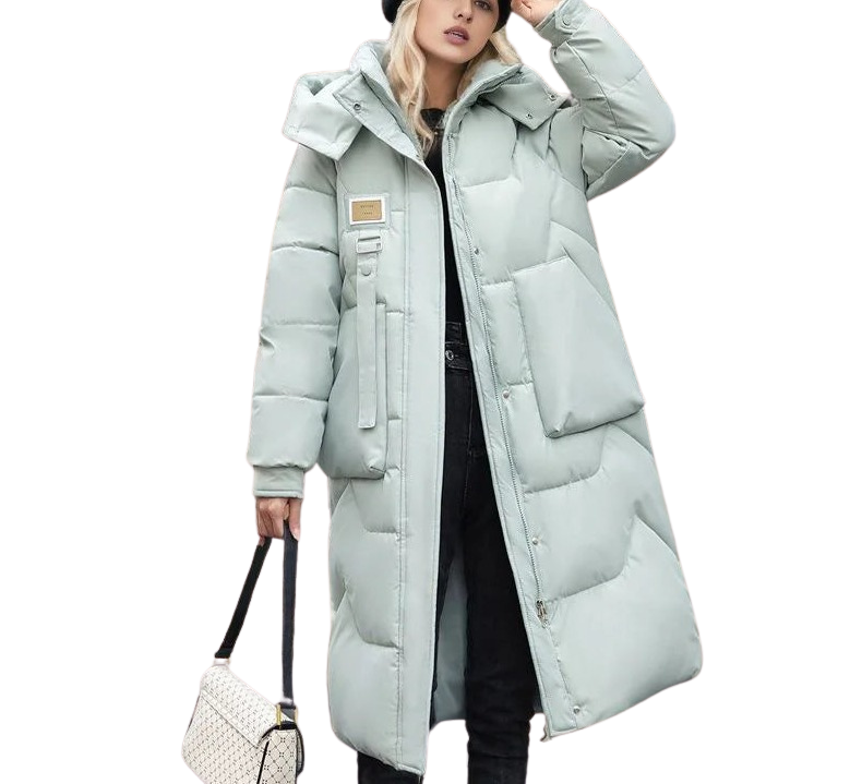 Women's Long Padded Coat - Maxi Length with Hood