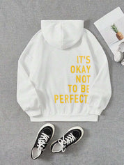 Women's Hoodie - Slogan Print with Kangaroo Pocket