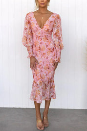 Chic Floral Bodycon Midi Dress for Women