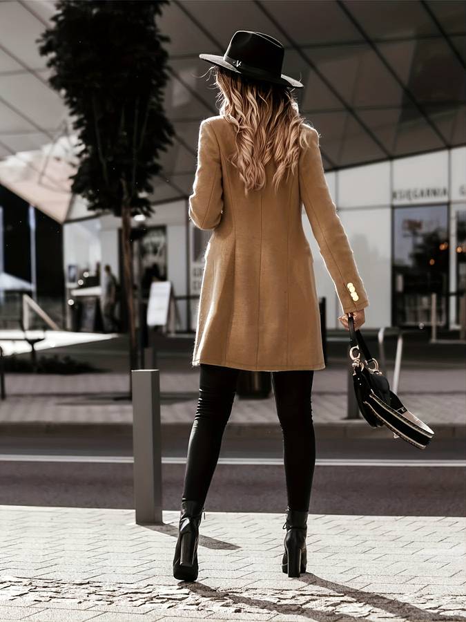 Women's Double-Breasted Winter Coat - Tailored Fit