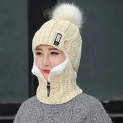 Women's Pom-Pom Beanie - with Neck Warmer