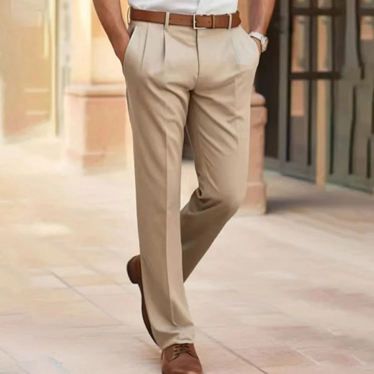 Men's Smart Work Trousers - Tailored & Pleated