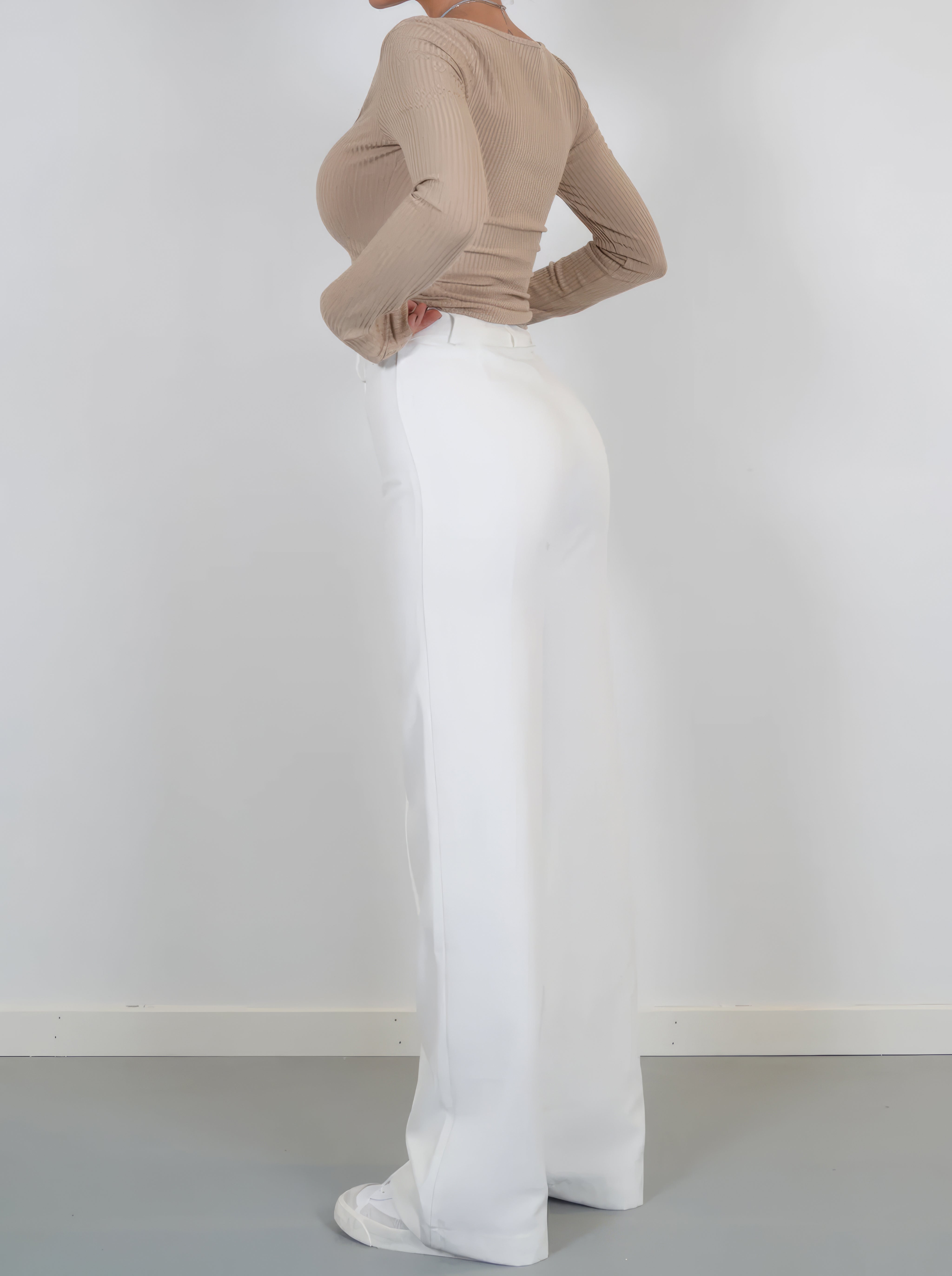 Women's Straight Leg Work Trousers - High-Waisted & Smart Casual