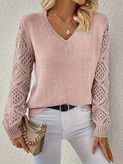 Chic V-Neck Sweater with Cut-Out Detail for Women | Katie