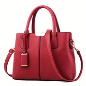 Women's Leather Handbag - Stylish Structured Tote & Crossbody Strap