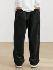 Men's Ribbed Trousers - Wide Leg and Straight Fit