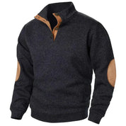 Men's Button Neck Jumper - Pullover Style with Elbow Patches
