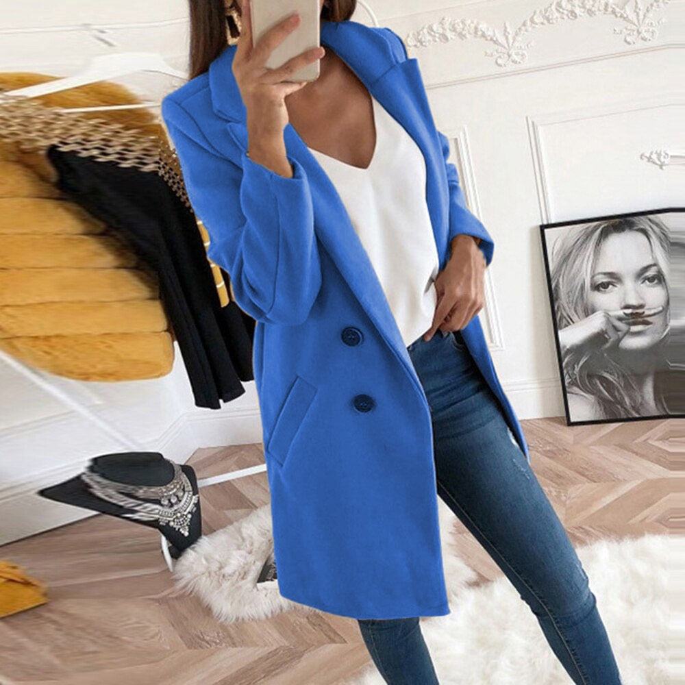 Women's Coat - Button Front with Pockets