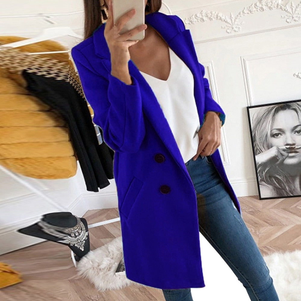 Women's Coat - Button Front with Pockets