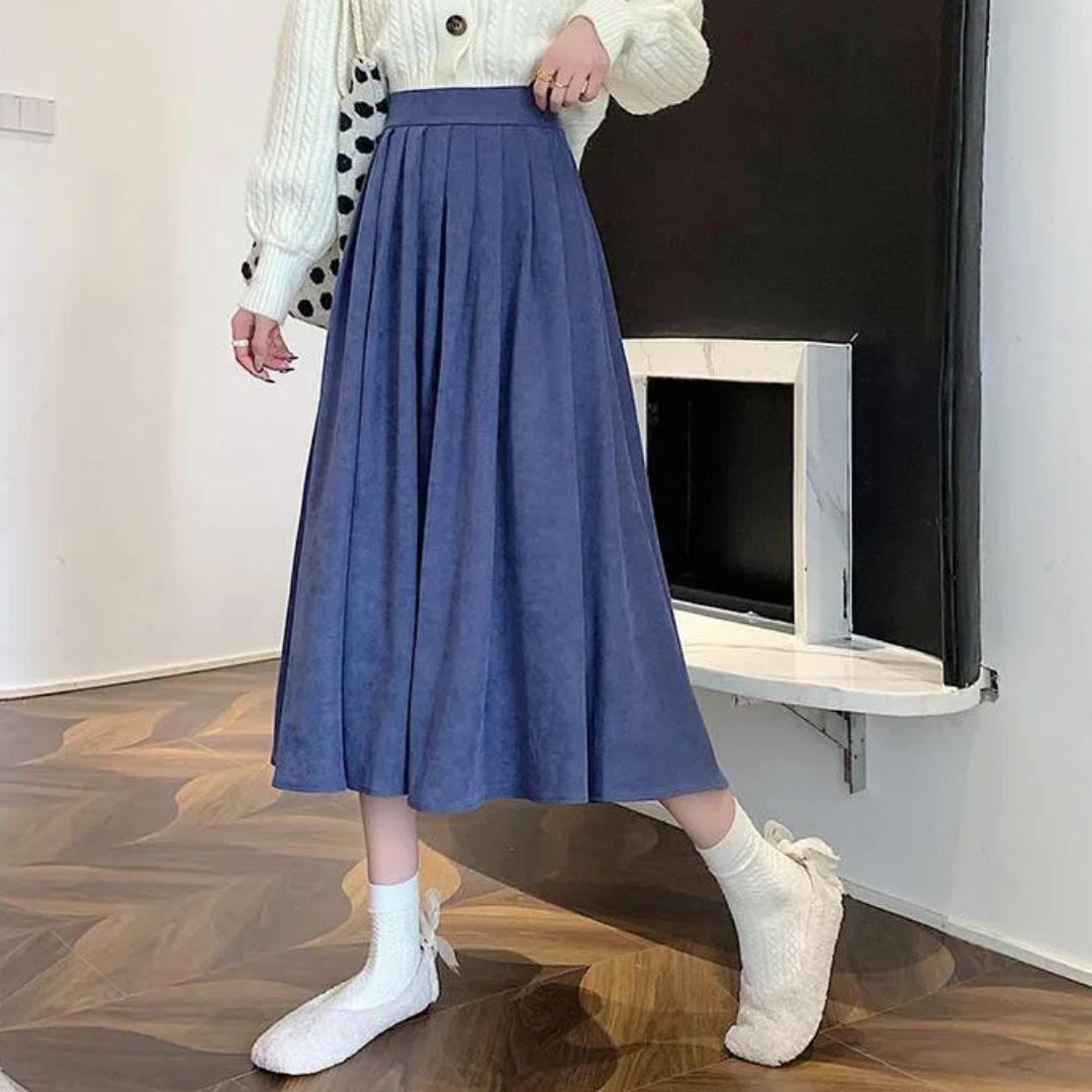 Women's Pleated Midi Skirt - Flowy A-Line Style