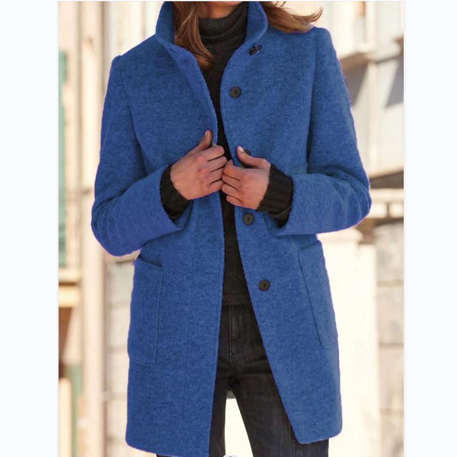 Women's Coat - Single Breasted with Front Pockets