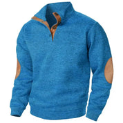 Men's Button Neck Jumper - Pullover Style with Elbow Patches