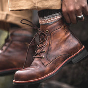 Men's Lace-Up Ankle Boots - Sturdy Sole