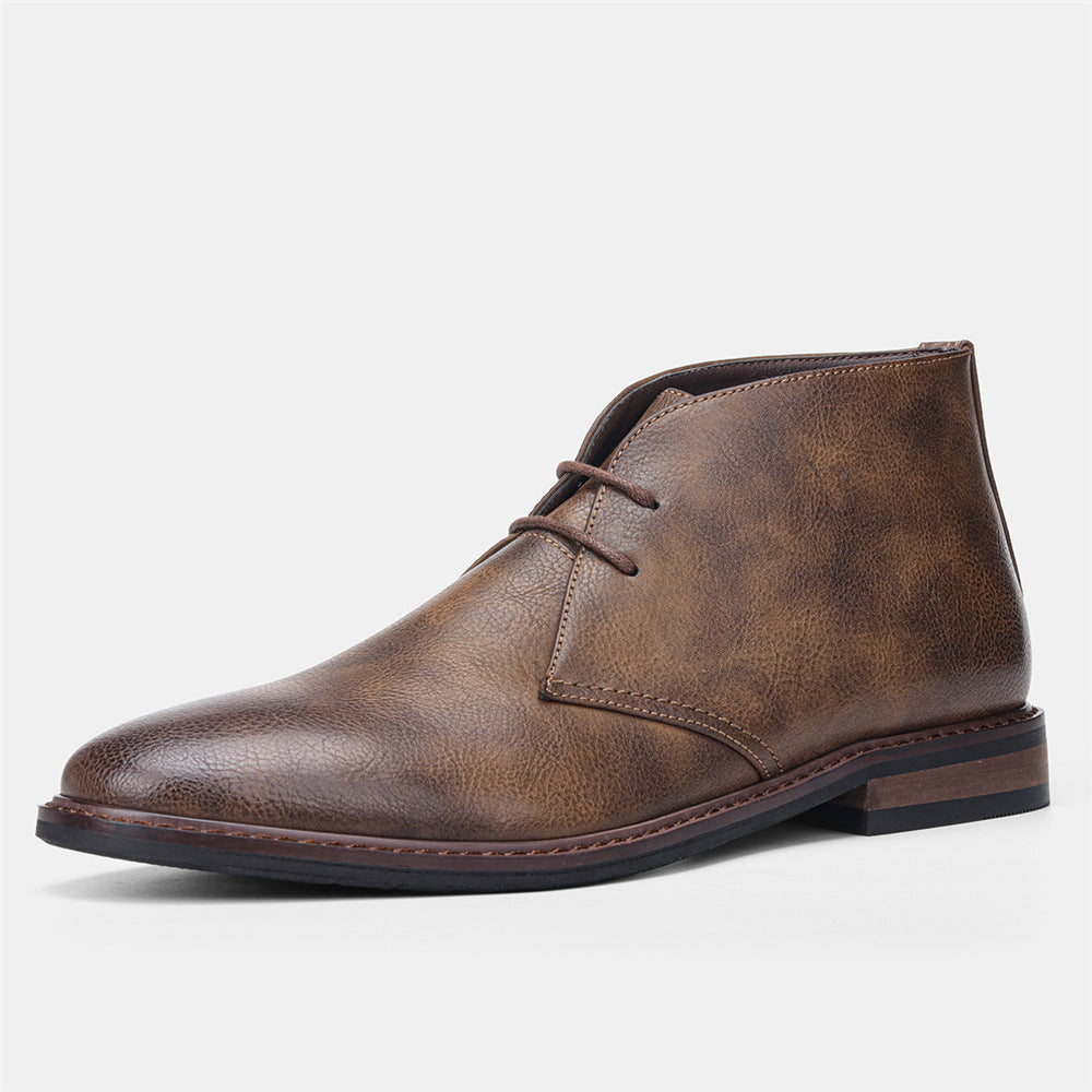 Men's Lace-Up Ankle Boots - Low Heel