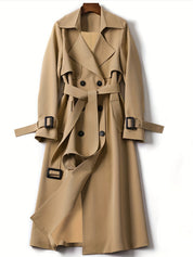 Women's Elegant Long Trench Coat - Windproof & Comfortable