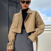 Women's Stylish Crop Trench Coat - Comfortable & Elegant