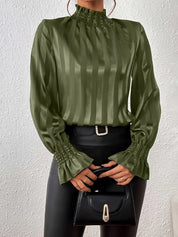 Giselle - Elegant Gathered Blouse with Round Neckline for Women