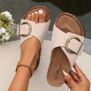 Comfortable Slip-On Sandals with Buckle Detail for Women