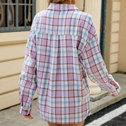 Women's Plaid Shirt - Button-Front with Chest Pockets