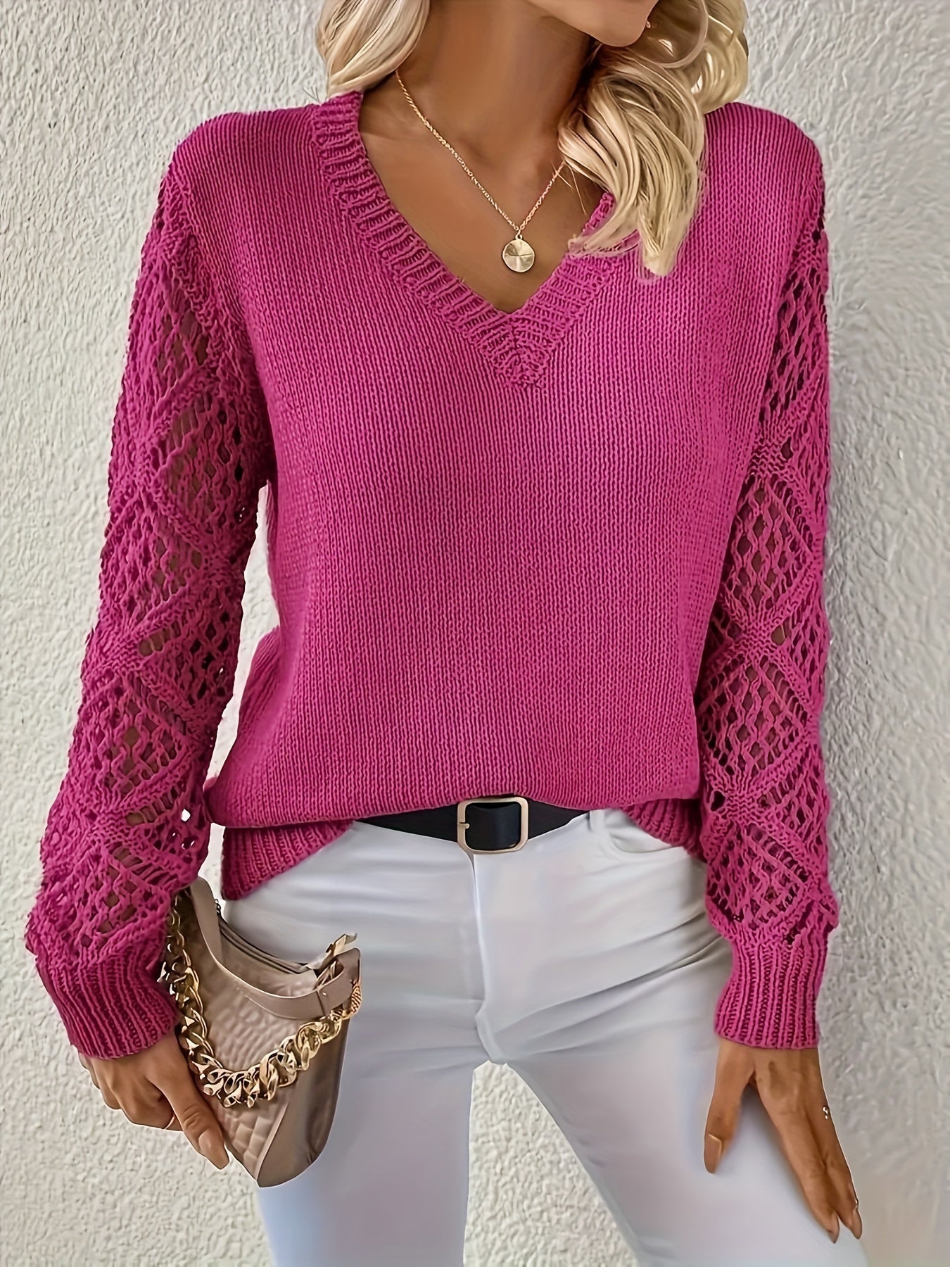 Chic V-Neck Sweater with Cut-Out Detail for Women | Katie