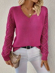 Chic V-Neck Sweater with Cut-Out Detail for Women | Katie