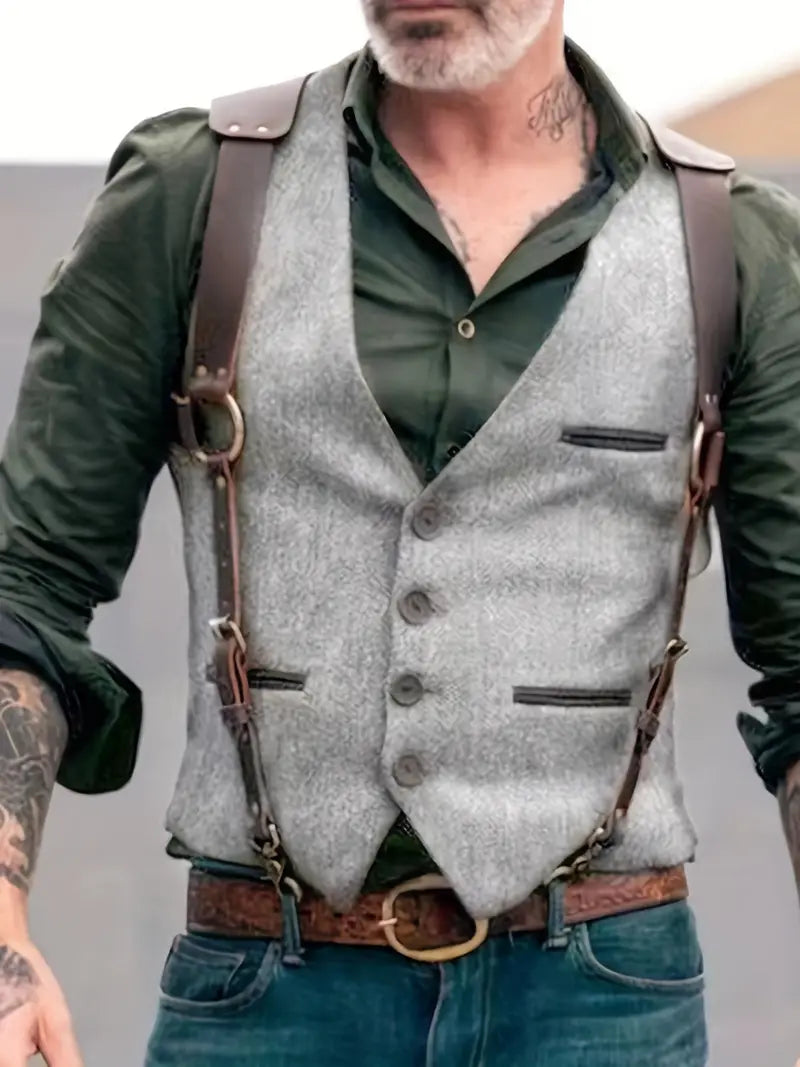 Casual and Vintage-Inspired Reversible Vest for Men
