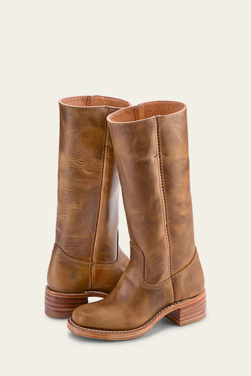 Women's Knee-High Boots - Pull-On with Low Stacked Heel