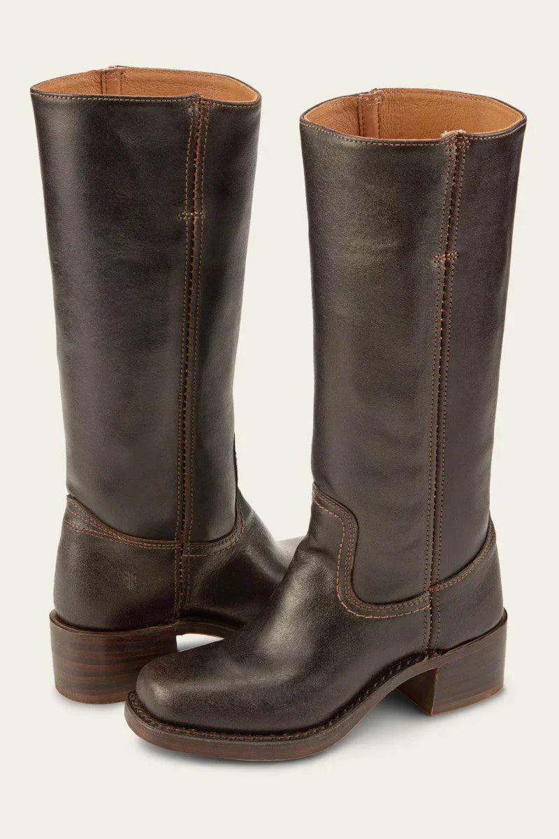 Women's Knee-High Boots - Pull-On with Low Stacked Heel