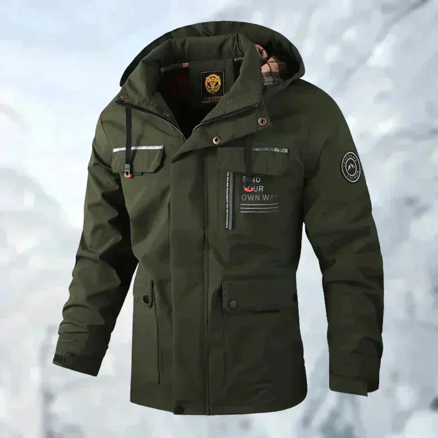 Men's Winter Jacket - With Hood and Flap Pockets
