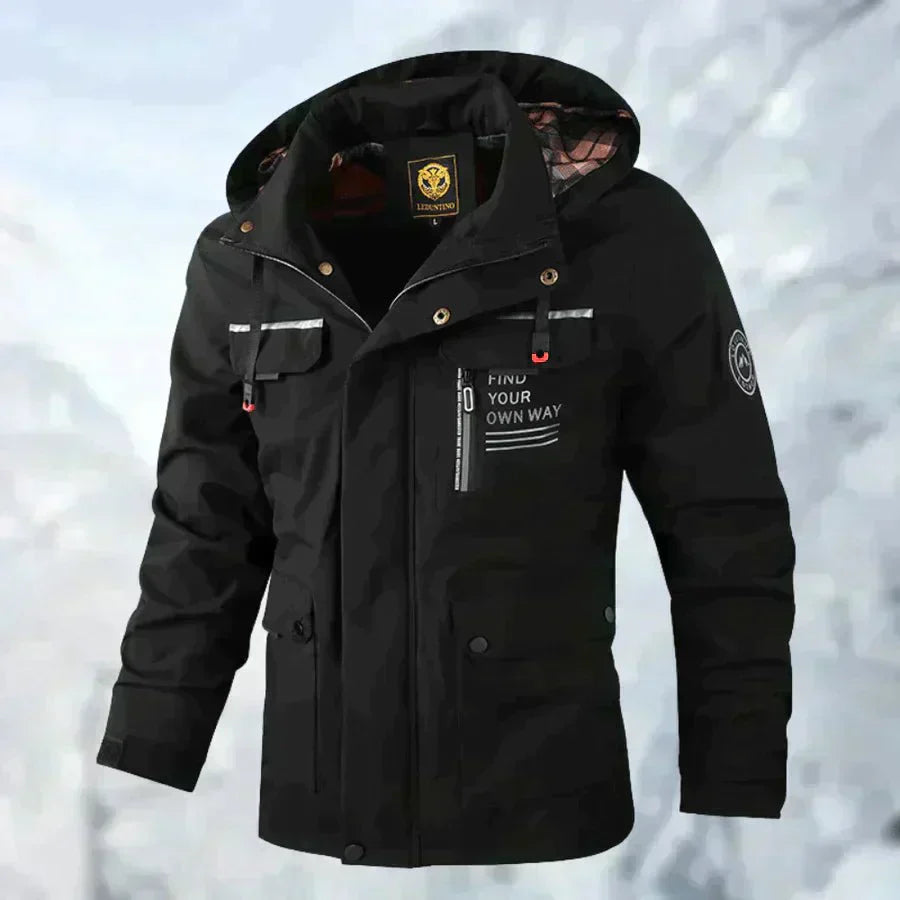Men's Winter Jacket - With Hood and Flap Pockets