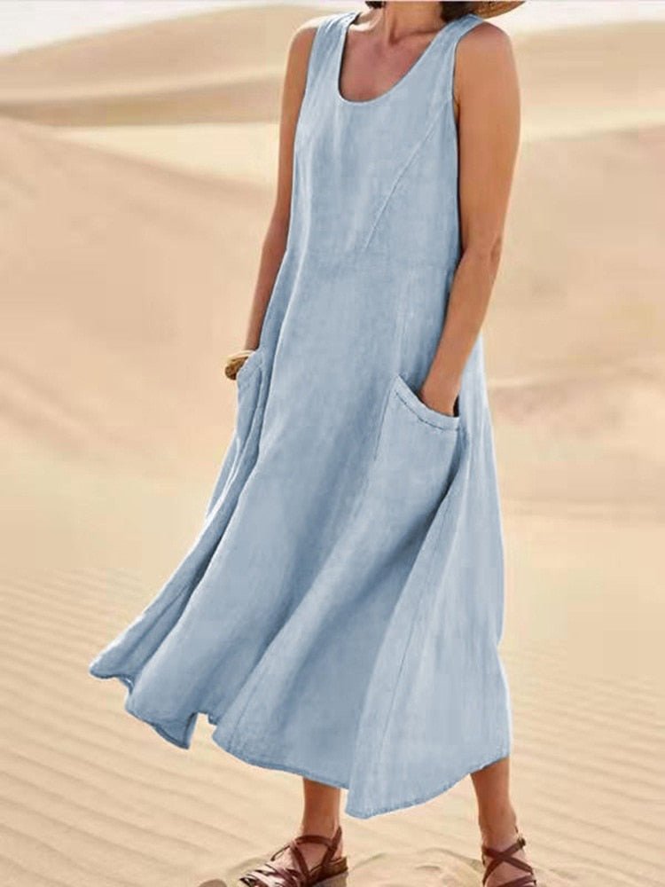 Women's Flowy Summer Midi Dress - Lightweight & Breathable