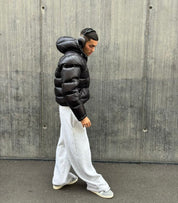 Men's Puffer Jacket - Hooded with Full Zip Closure