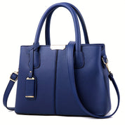 Women's Leather Handbag - Stylish Structured Tote & Crossbody Strap