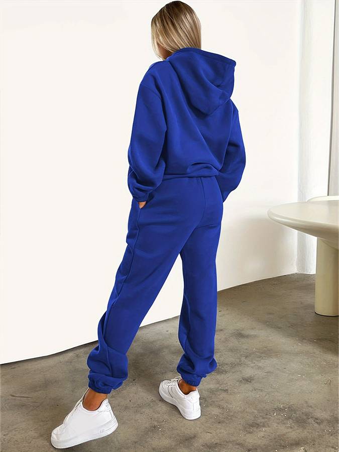 Women's Hoodie and Jogger Set - Drawstring Waist
