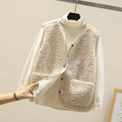 Women's Gilet - Shearling Style with Button Closure