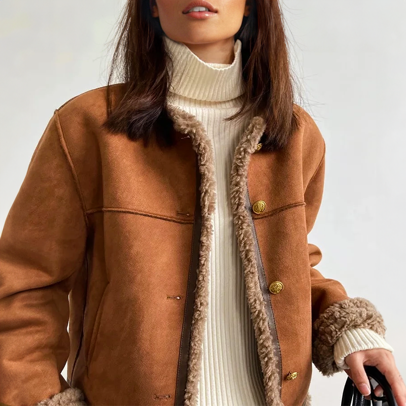 Women's Vintage Suede Jacket - Warm and Comfortable Fit