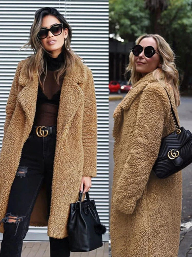 Women's Coat - Textured Teddy Look
